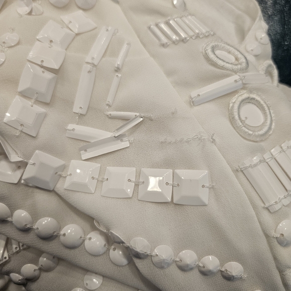 ASOS Embroidered Crystals White Dress Cutout US 14 Bohemian Party White Party - Picture 7 of 7